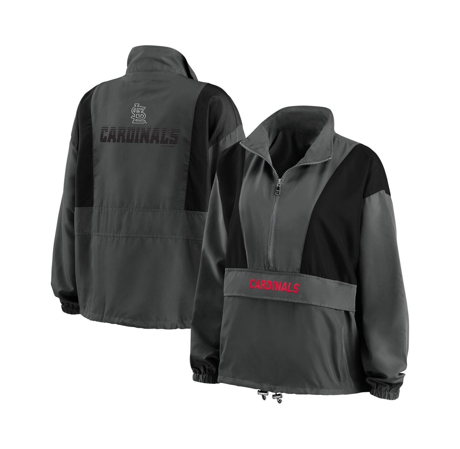 Women's Charcoal St. Louis Cardinals Packable Half-Zip Jacket