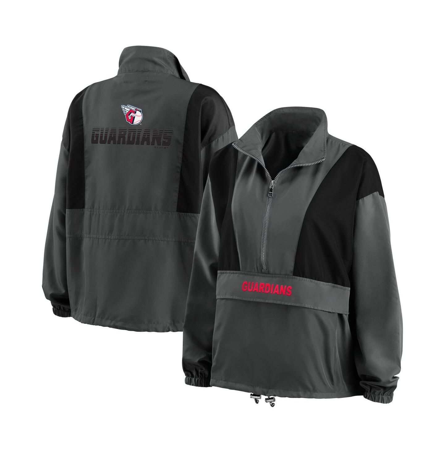 Женская куртка WEAR by Erin Andrews Charcoal Cleveland Guardians Packable Half-Zip — фото 1