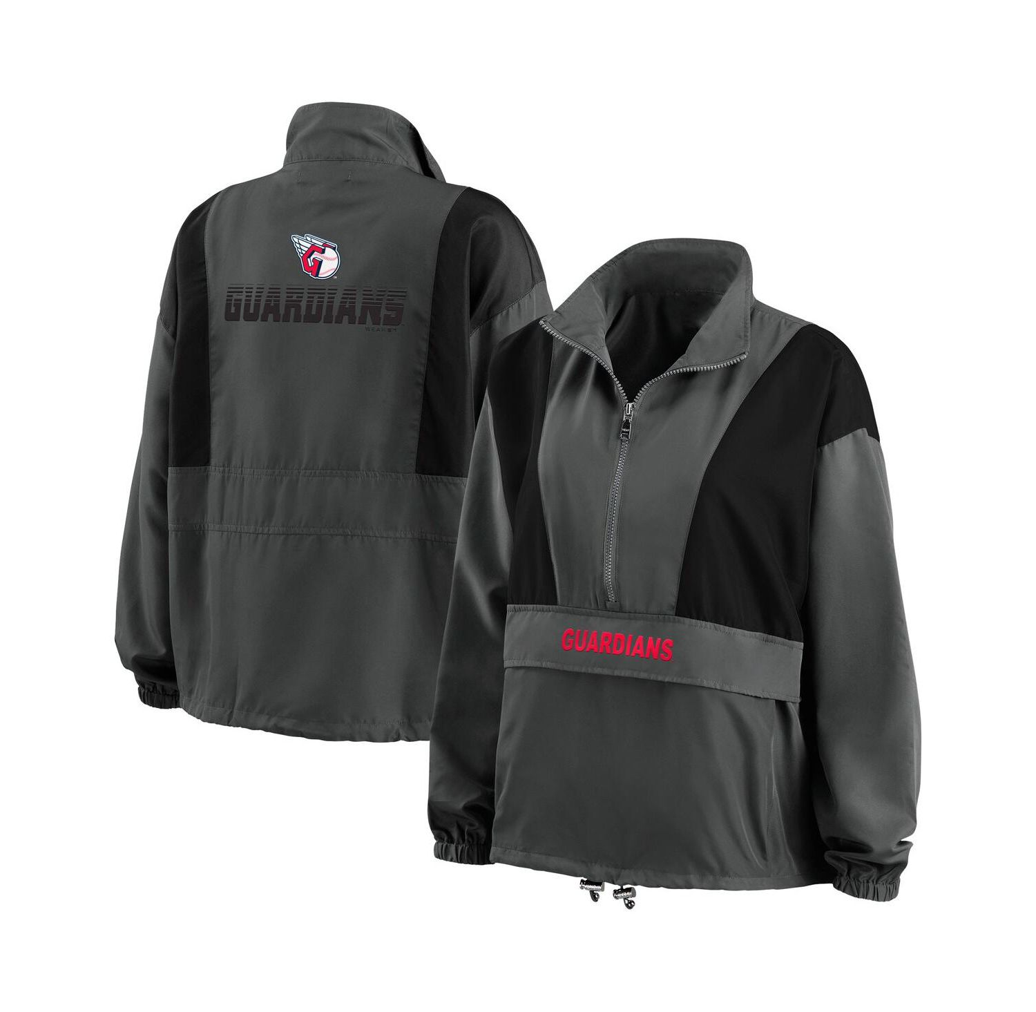 Women's Charcoal Cleveland Guardians Packable Half-Zip Jacket