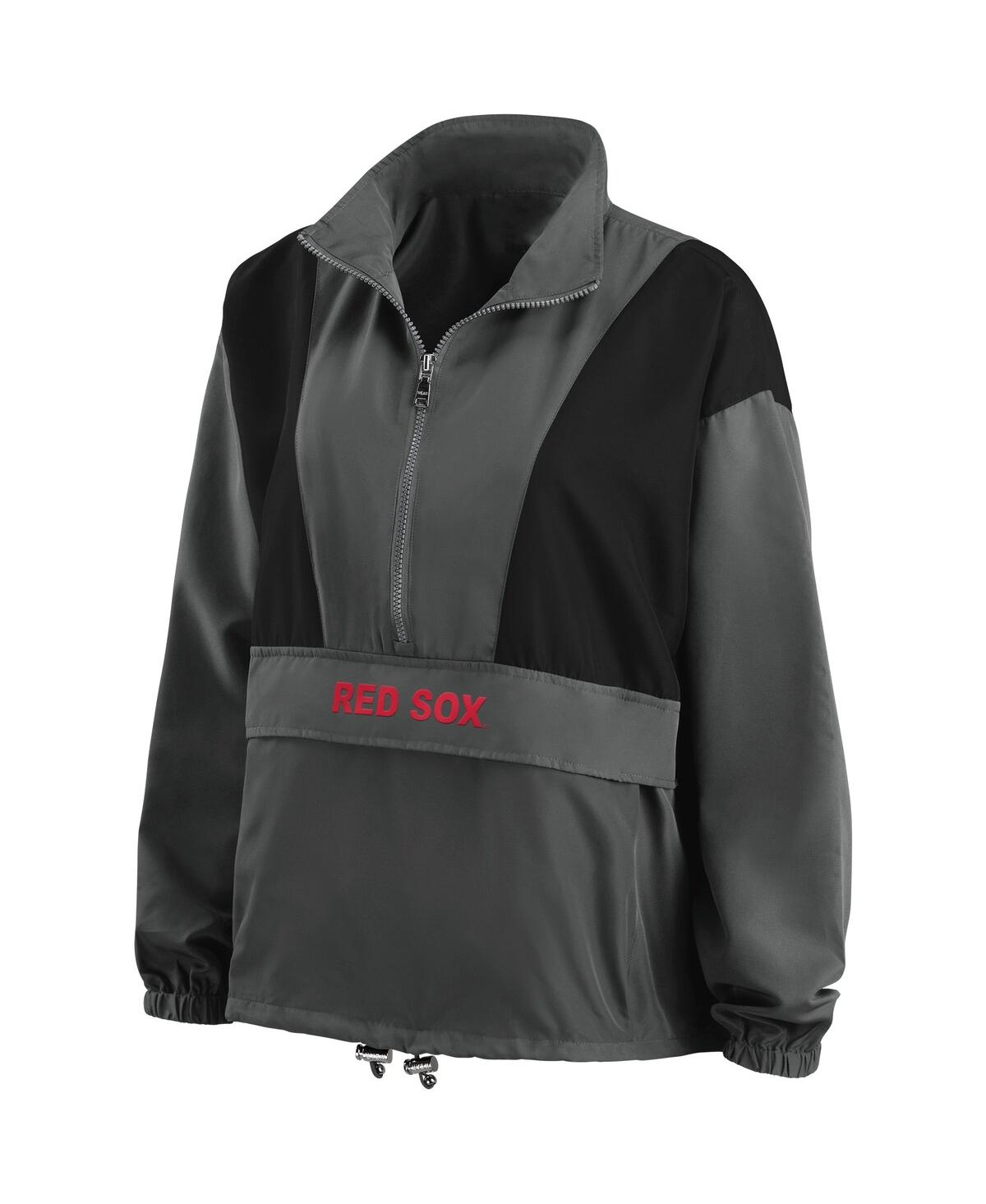 Shop Wear By Erin Andrews Women's  Charcoal Boston Red Sox Packable Half-zip Jacket