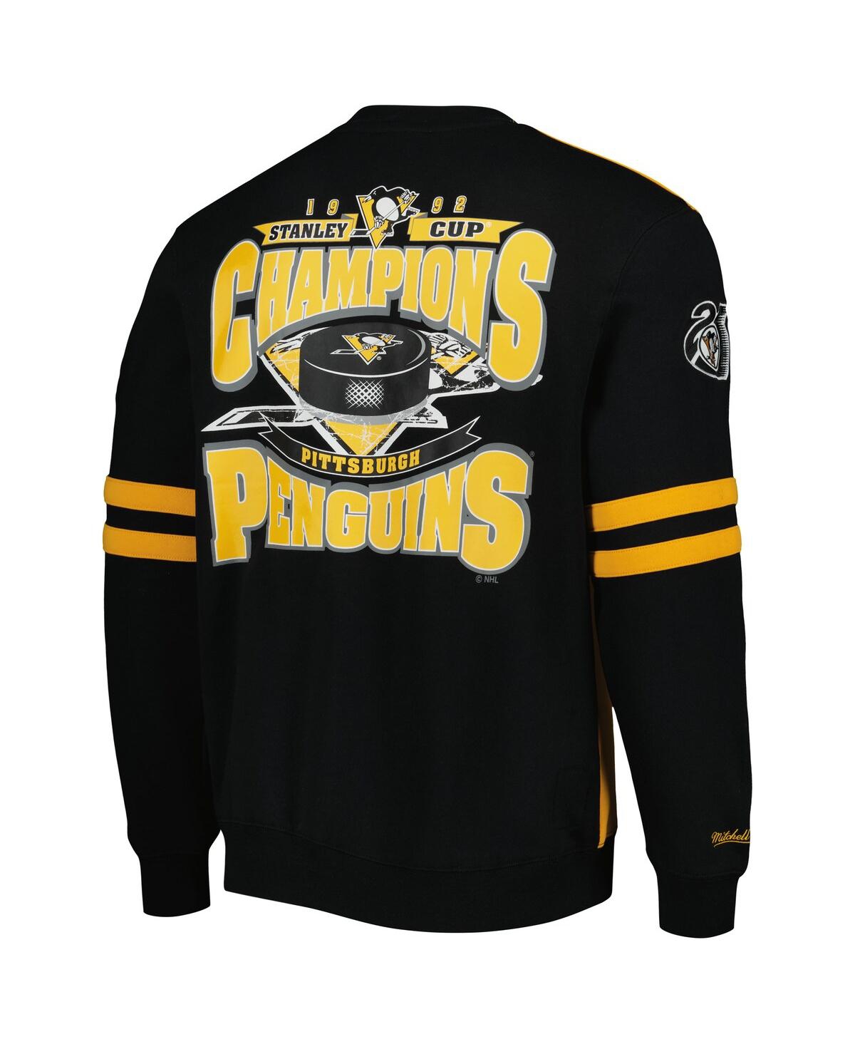 Shop Mitchell & Ness Men's  Gold, Black Pittsburgh Penguins 1992 Stanley Cup Champions Pullover Sweatshirt In Gold,black