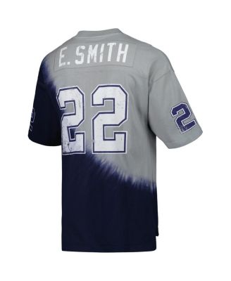 Men's Emmitt Smith Navy, Gray Dallas Cowboys Retired Player Name and Number Diagonal Tie-Dye V-Neck T-shirt