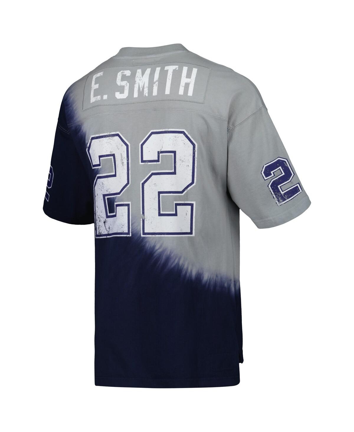 Mitchell & Ness Emmitt Smith Navy/gray Dallas Cowboys Retired Player Name & Number Diagonal Tie-dye In Navy,gray