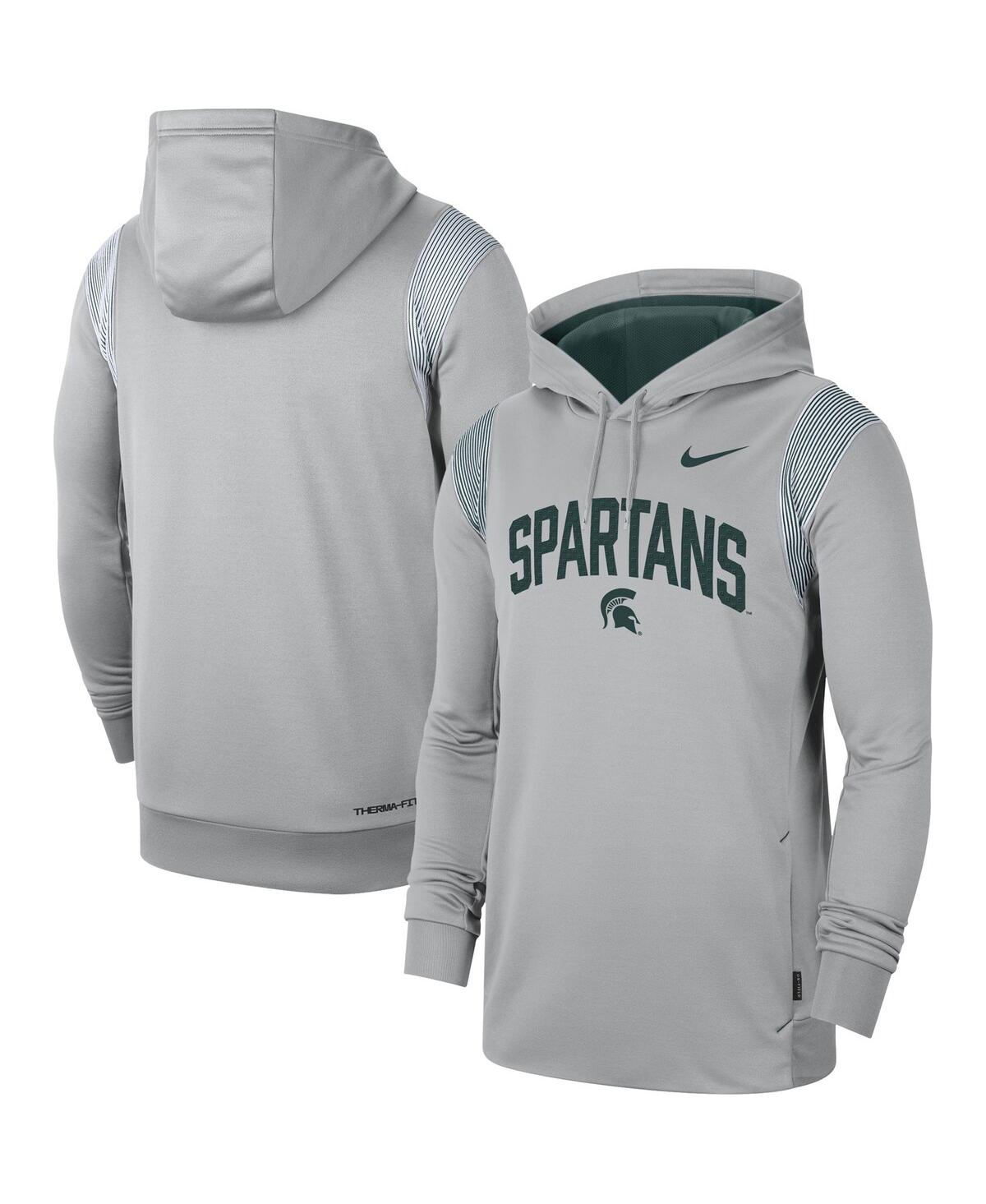 Shop Nike Men's  Gray Michigan State Spartans 2022 Game Day Sideline Performance Pullover Hoodie