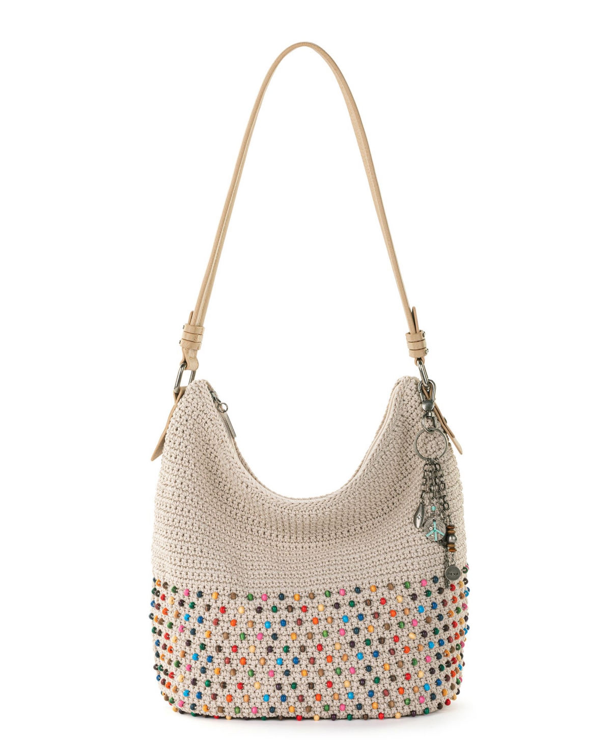 The Sak Sequoia Crochet Hobo Medium Handbag In Ecru Multi Beads