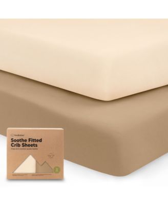 2pk Soothe Fitted Crib Sheets Neutral, Baby Crib Sheets, Fits Standard Nursery Baby Mattress