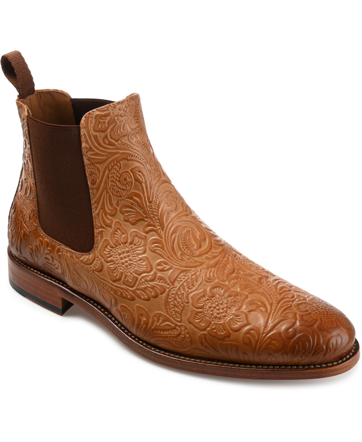 Men's Jude Floral Embossed Leather Chelsea Boots - Honey Floral