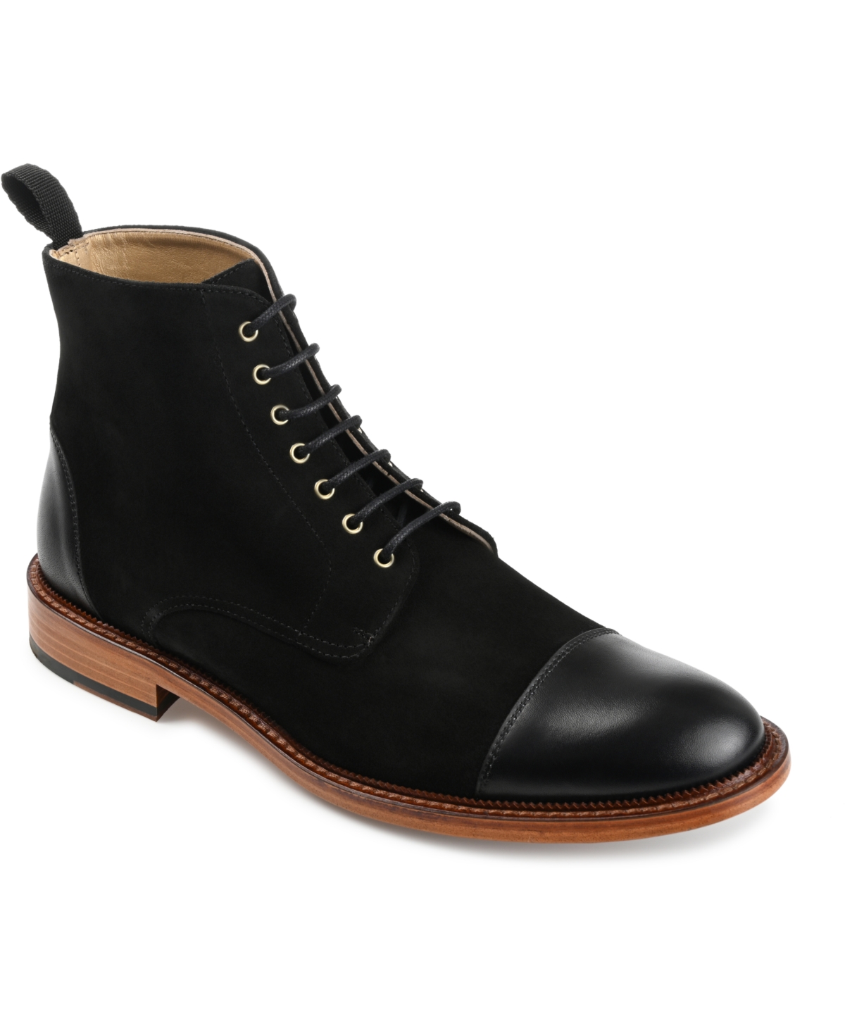 Shop Taft Men's Troy Handcrafted Leather And Suede Dress Boots In Black