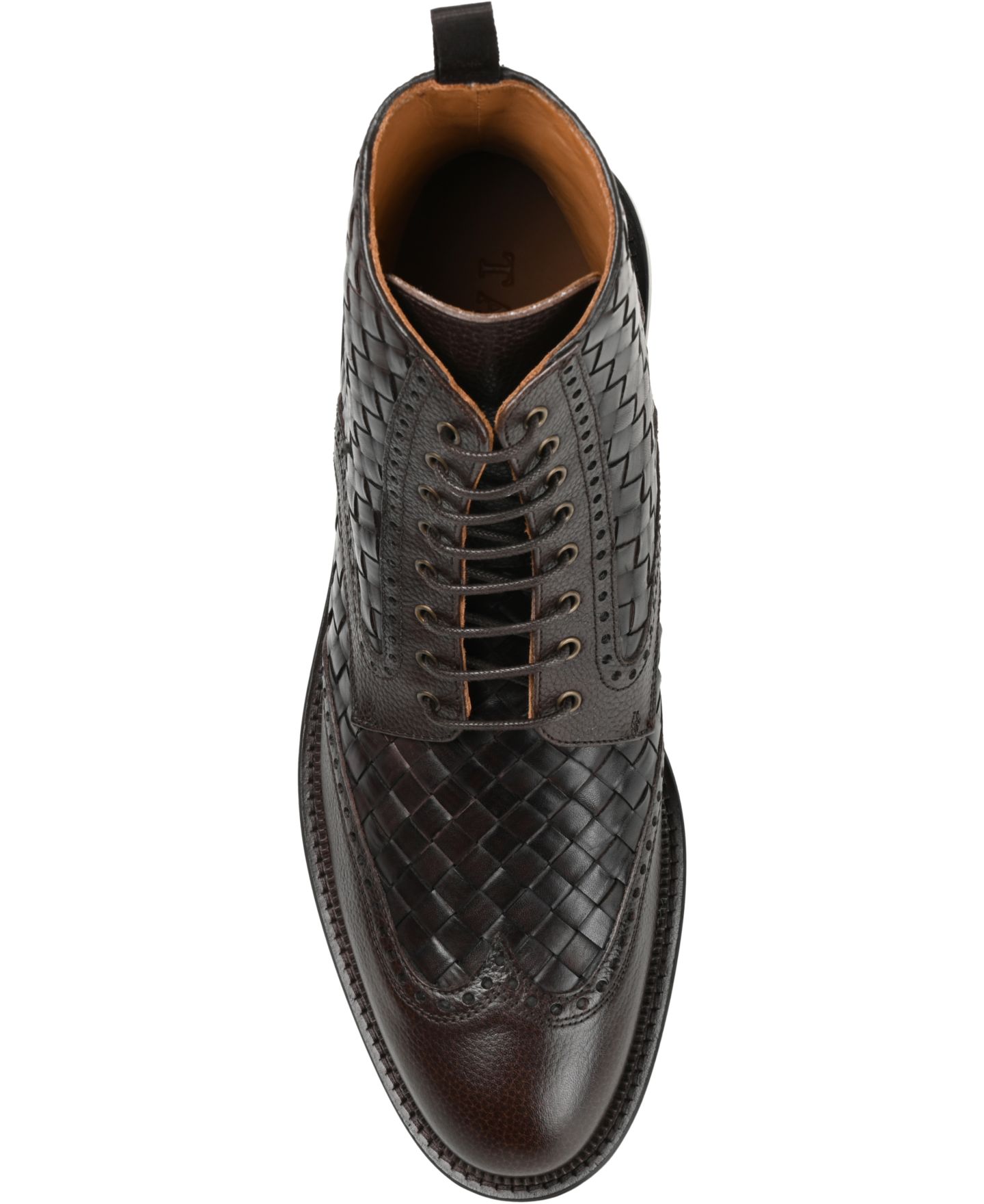 Мужские ботинки Taft Saint Handwoven Leather Wingtip Dress Boots, цвет: Тёмно-коричневый — фото 4