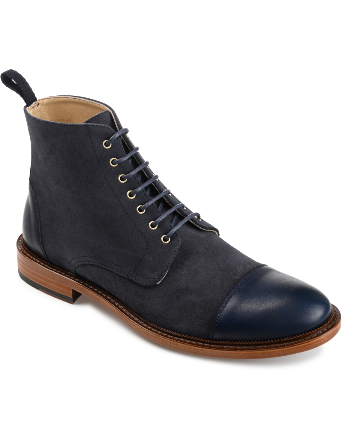 Men's Troy Handcrafted Leather and Suede Dress Boots - Black
