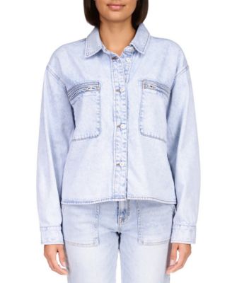 Sanctuary - Women's Cropped Cargo Button-Down Denim Jacket