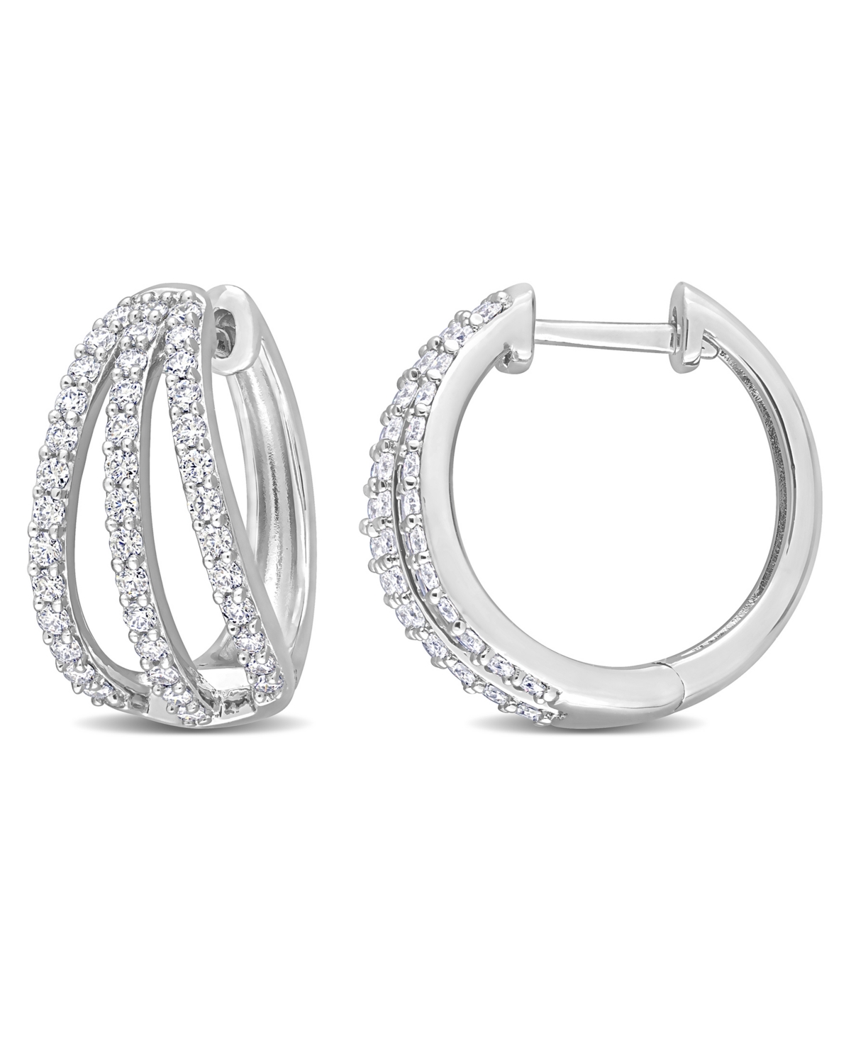 Macy's Moissanite Hoop Earrings 4/5 Ct. T.w In Sterling Silver