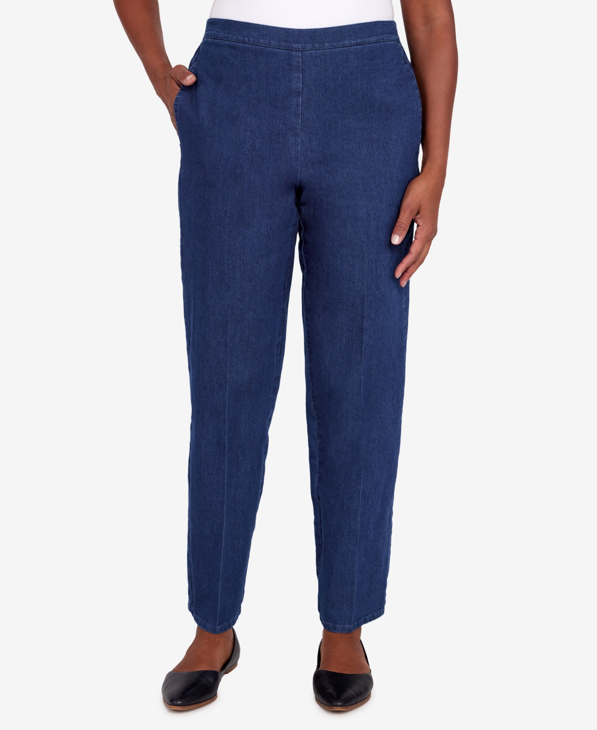 Alfred Dunner Women's Bright Idea Dark Wash Denim Average Length Jeans In Indigo