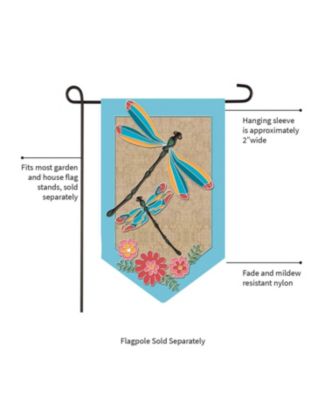 Dragonflies and Flowers Shaped Burlap Garden Flag