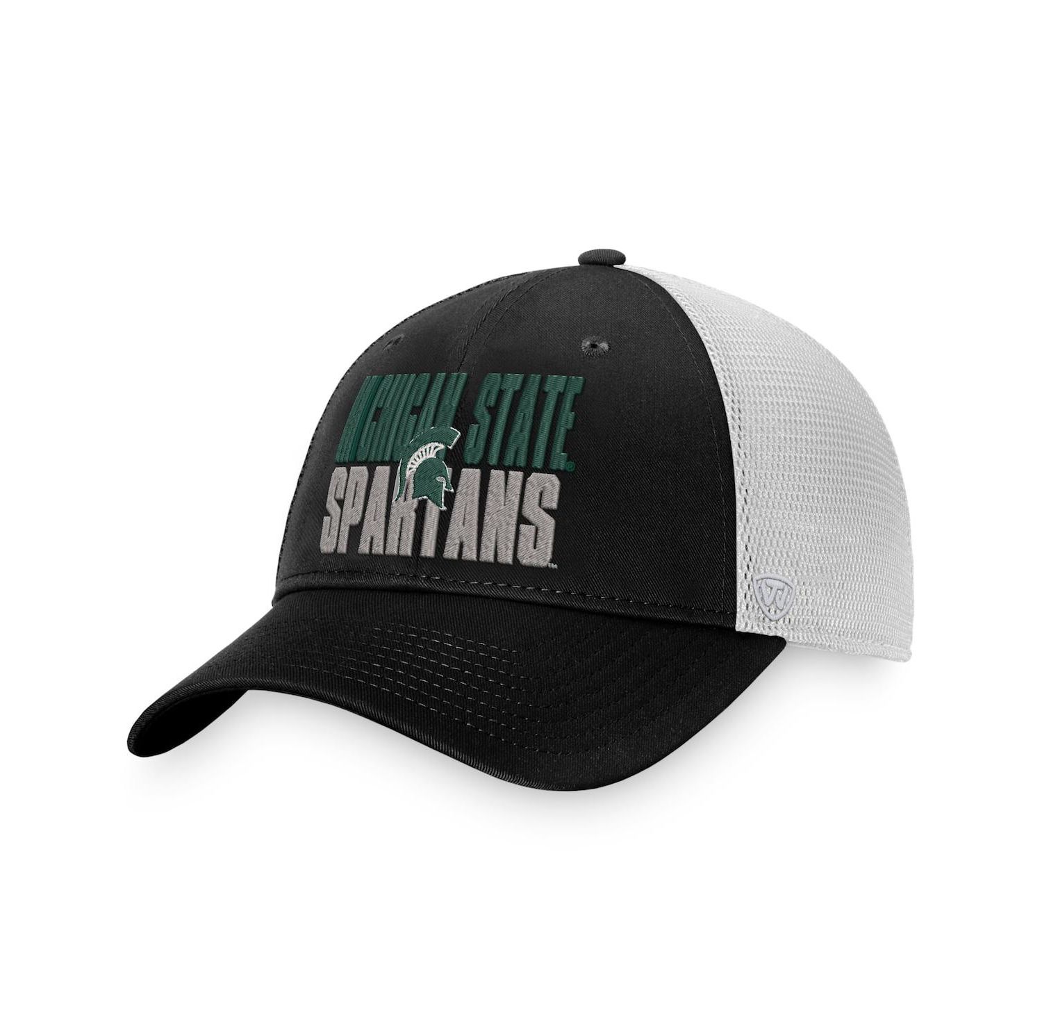 Men's Black, White Michigan State Spartans Stockpile Trucker Snapback Hat