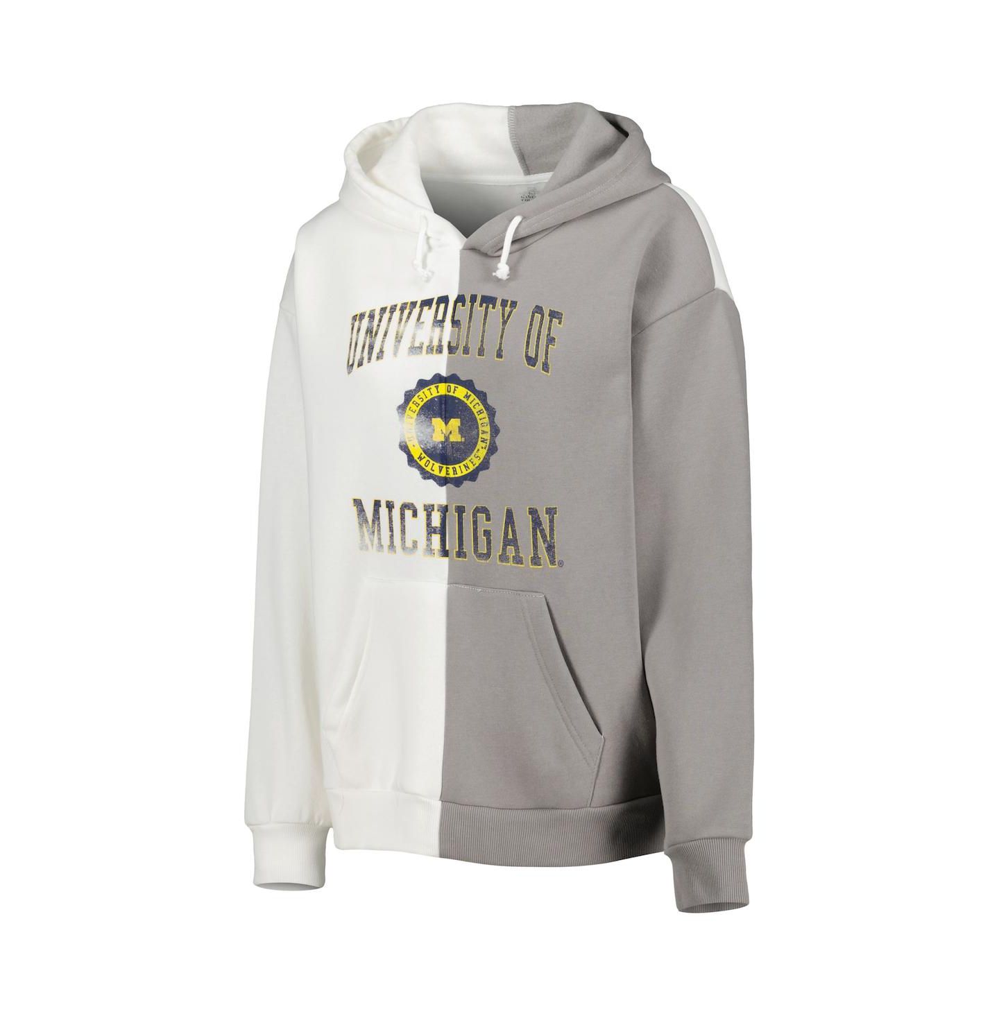 Женское худи Gameday Couture Gray, White Michigan Wolverines Split Pullover — фото 3