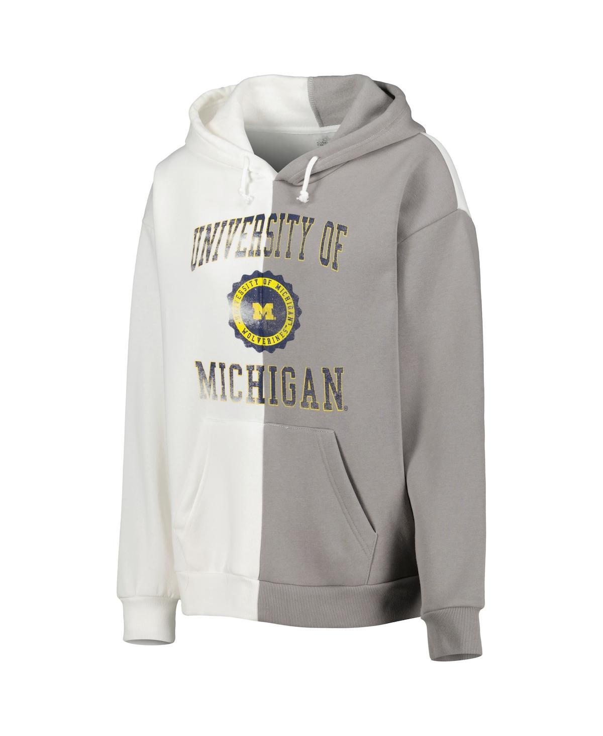Shop Gameday Couture Women's  Gray, White Michigan Wolverines Split Pullover Hoodie In Gray,white