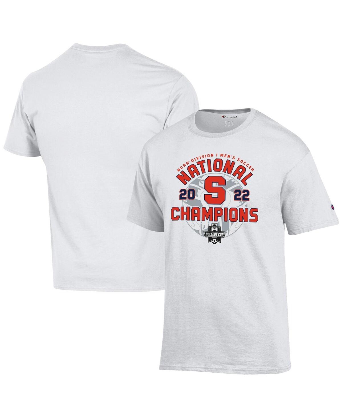 Champion Men's S White Syracuse Orange 2022 Ncaa Men's Soccer National S Locker Room T-shirt