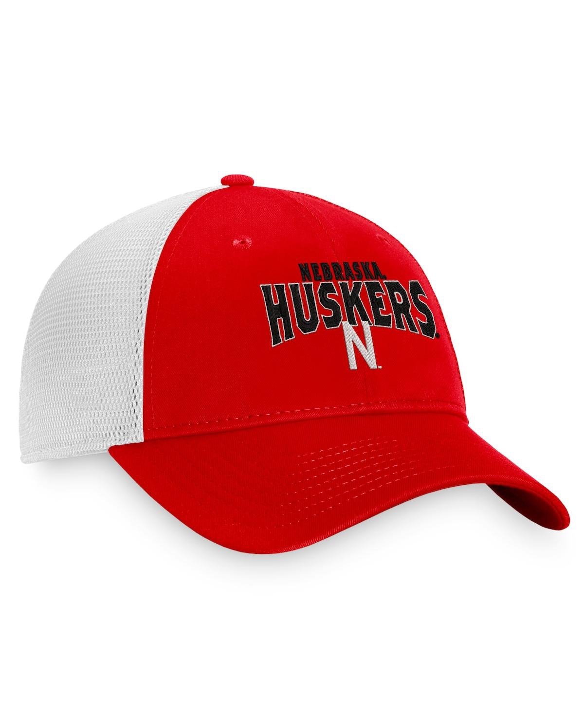 Top Of The World Men's  Scarlet, White Nebraska Huskers Breakout Trucker Snapback Hat In Scarlet,white