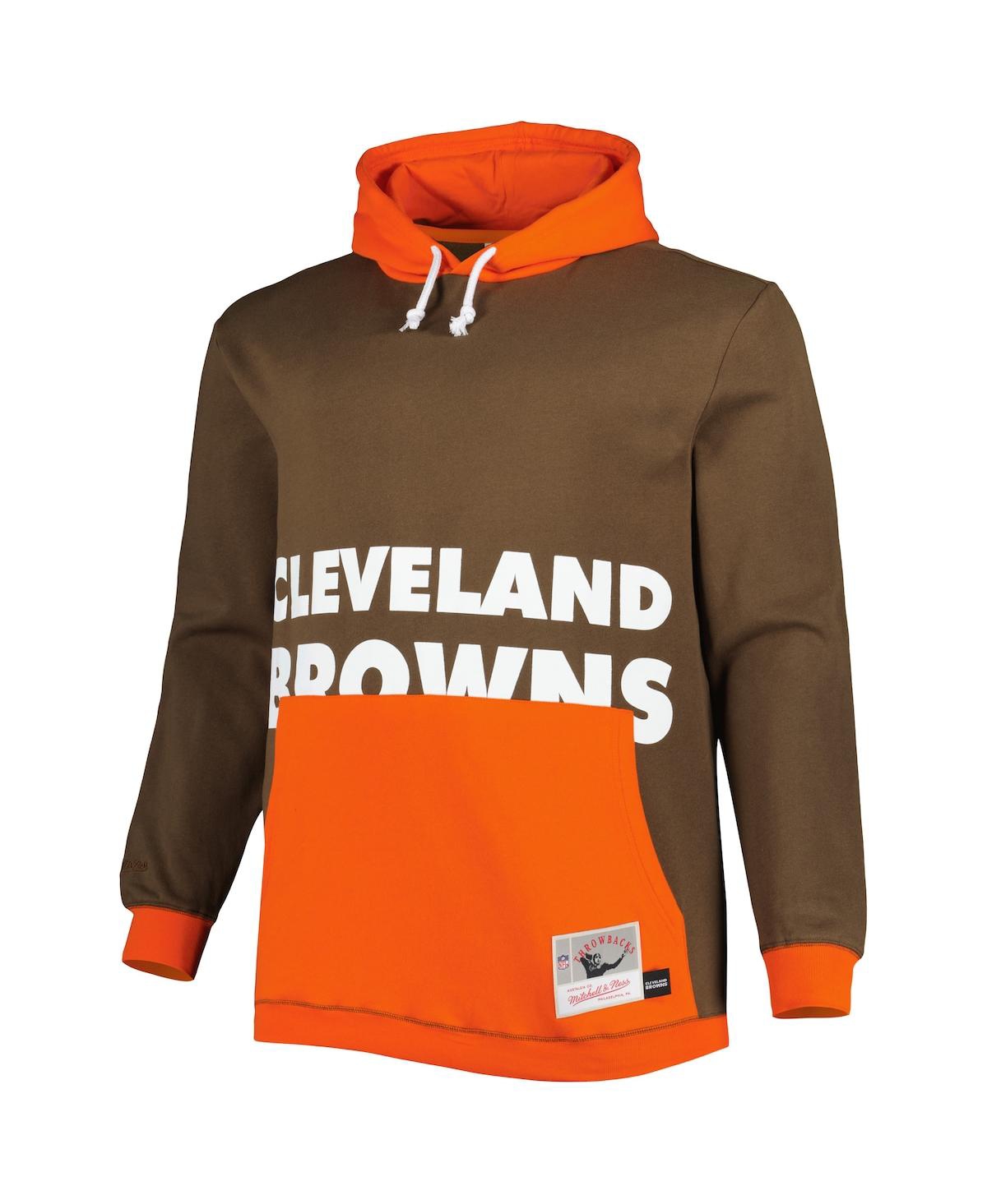 Mitchell & Ness Men's  Brown, Orange Cleveland Browns Big And Tall Big Face Pullover Hoodie In Brown,orange