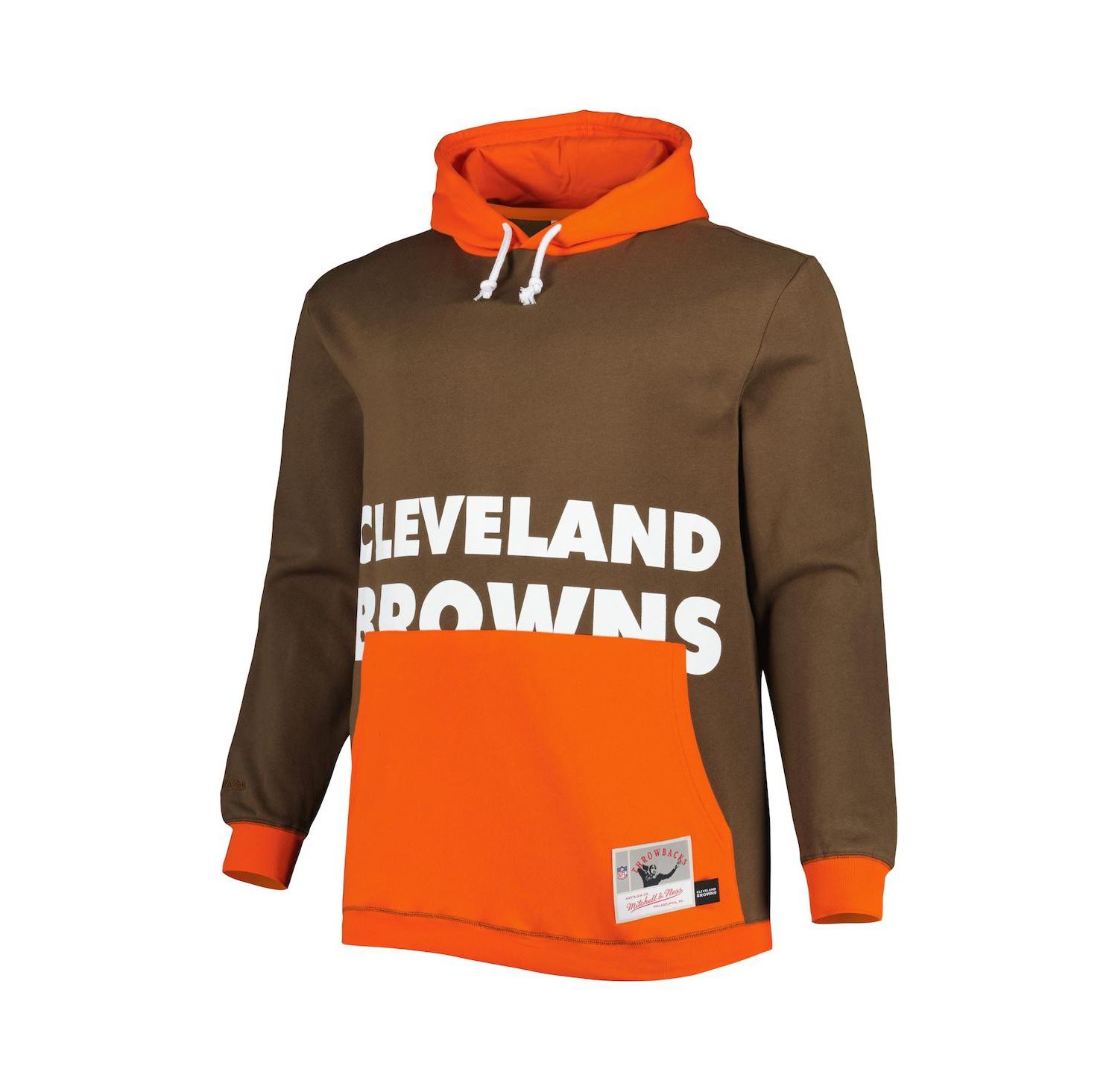 Men's Brown, Orange Cleveland Browns Big and Tall Big Face Pullover Hoodie
