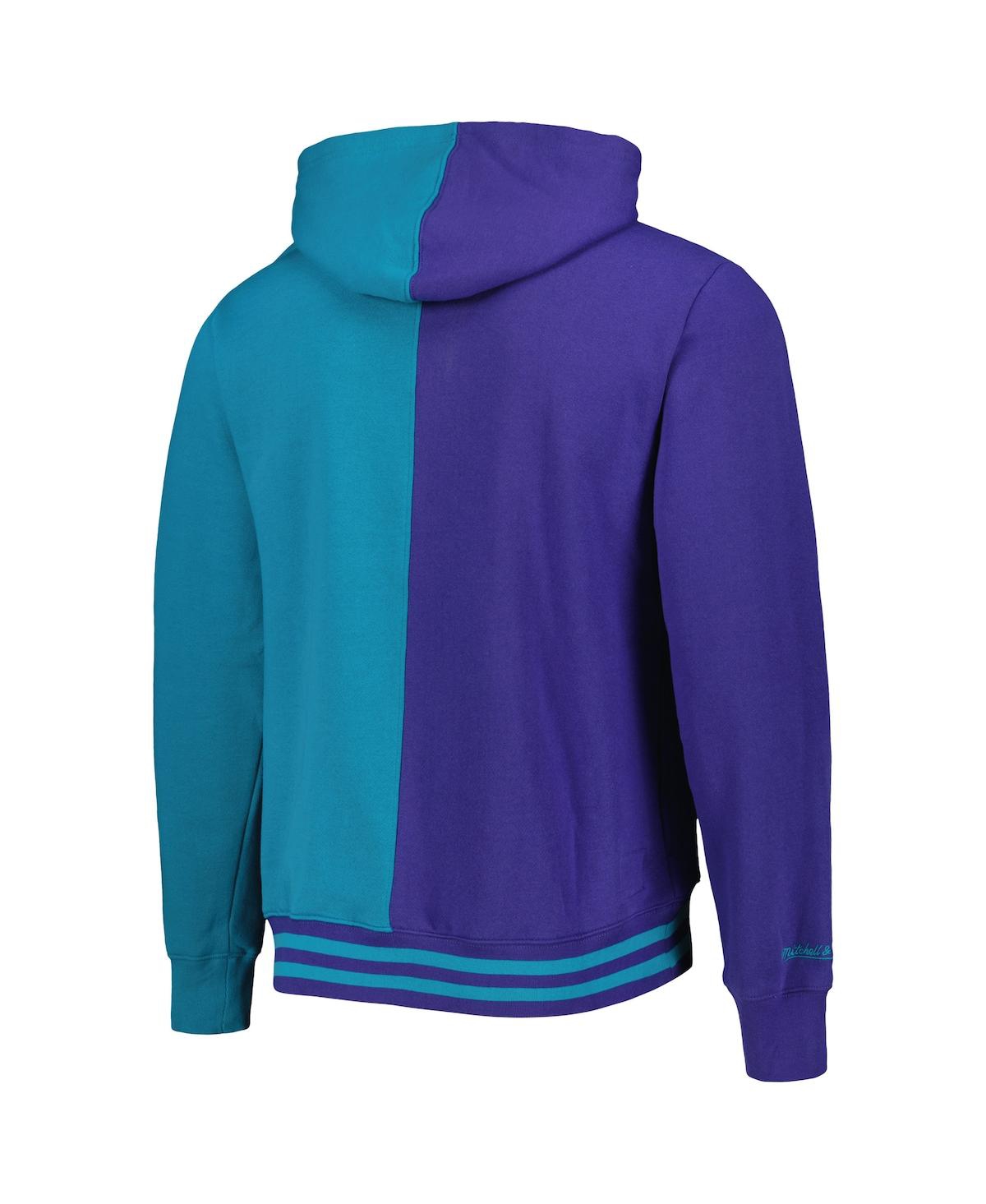 Mitchell & Ness Men's  Purple, Teal Charlotte Hornets Hardwood Classics Split Pullover Hoodie In Purple,teal