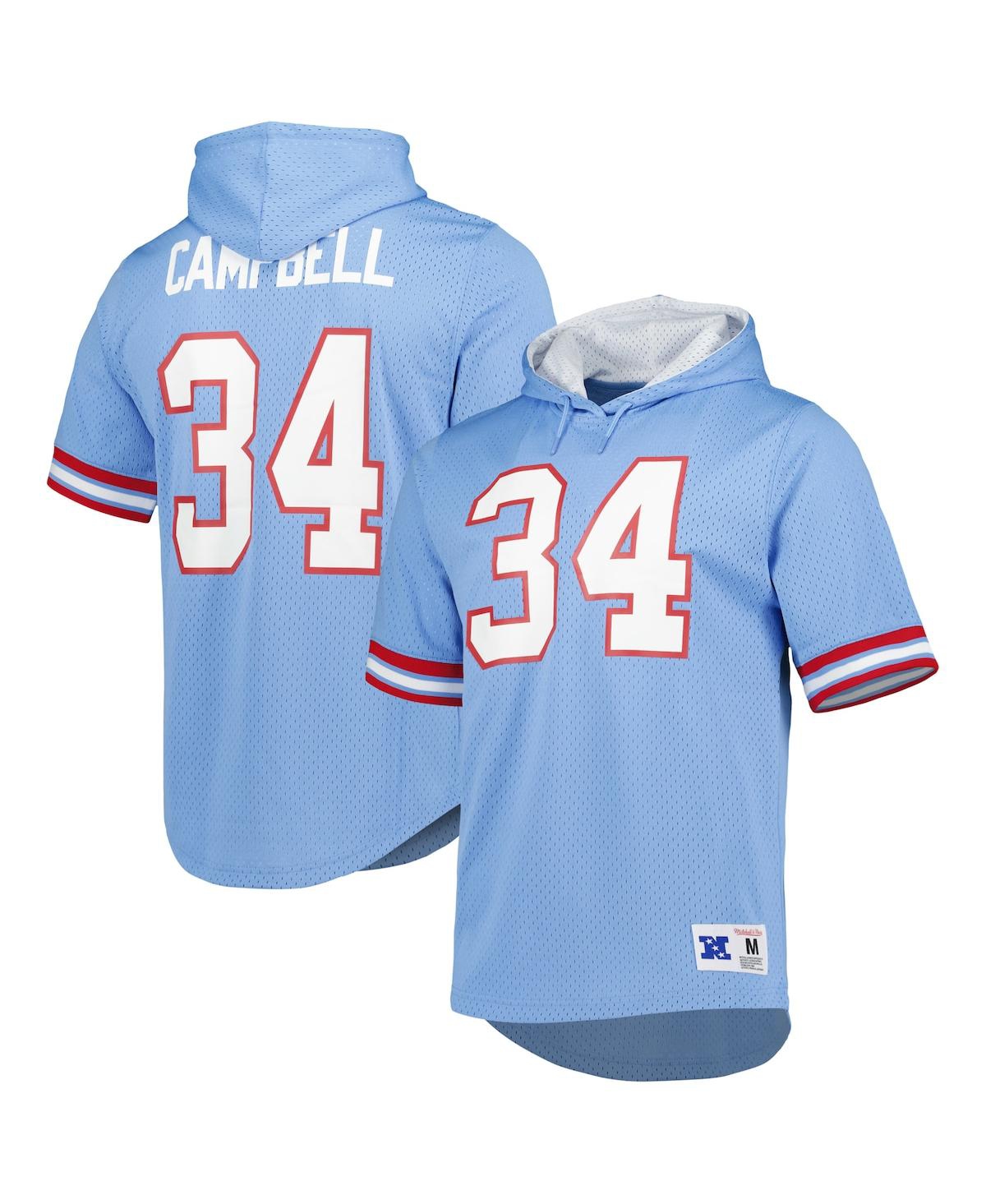 Mitchell & Ness Earl Campbell Light Blue Houston Oilers Retired Player Mesh Name & Number Hoodie T-s In Light Blue