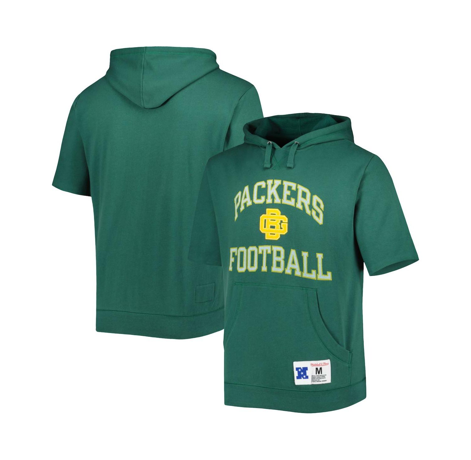 Men's Green Green Bay Packers Washed Short Sleeve Pullover Hoodie