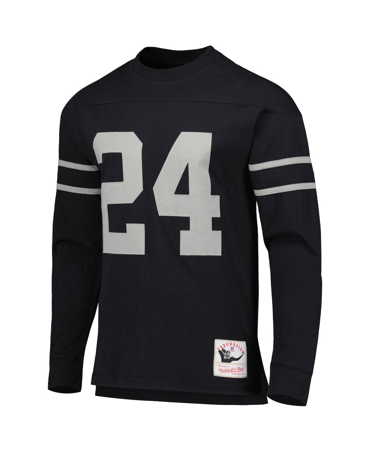 Men's Mitchell & Ness Charles WoodsonOakland Raiders Retired Player Name and Number Long Sleeve Top - Black