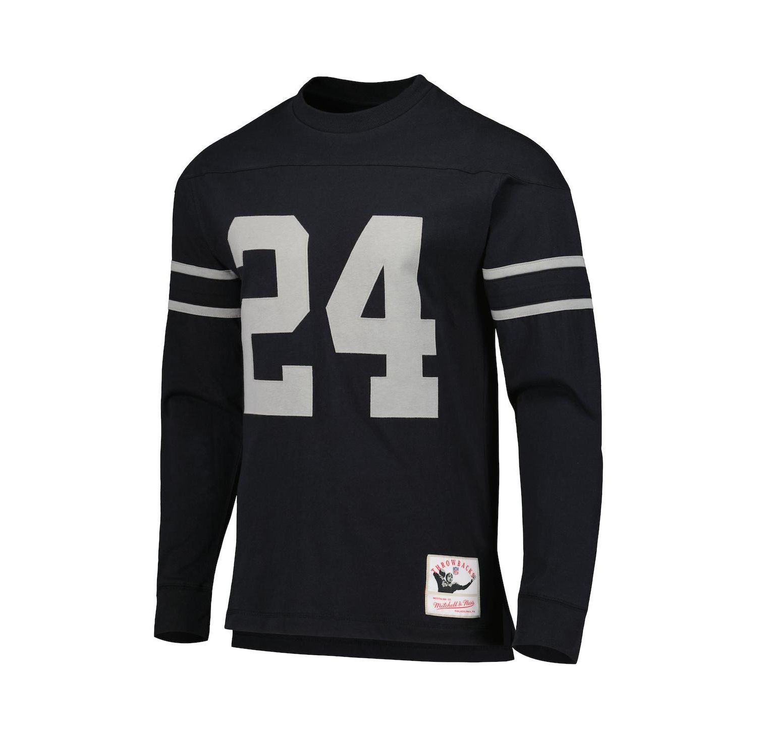 Men's Charles Woodson Black Oakland Raiders Retired Player Name and Number Long Sleeve Top