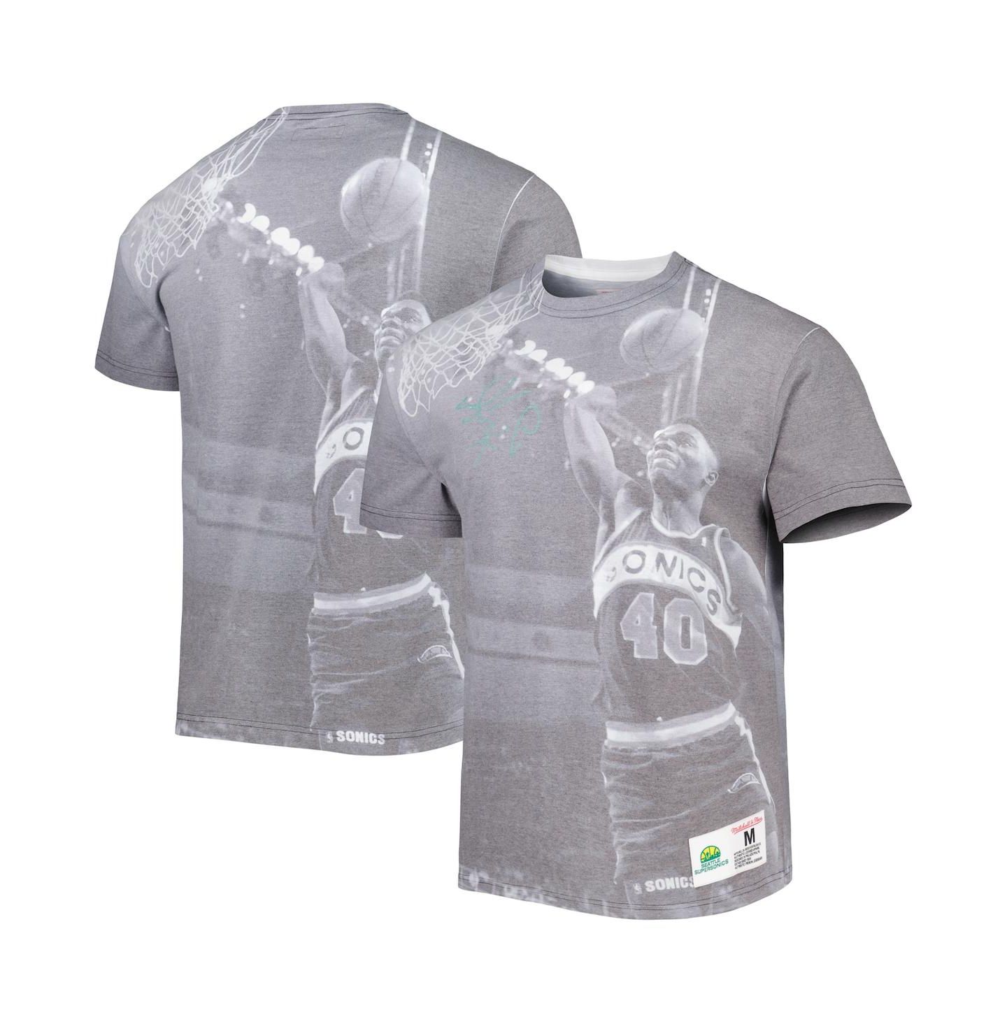 Мужская футболка Mitchell & Ness Shawn Kemp Heather Gray Seattle SuperSonics Above The Rim — фото 4
