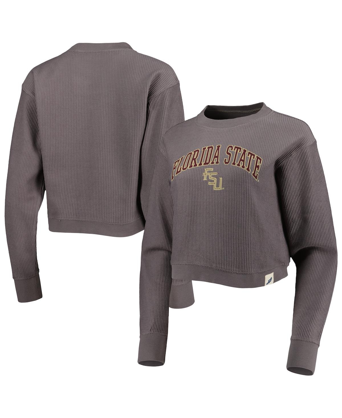 League Collegiate Wear Women's  Gray Florida State Seminoles Classic Campus Corded Timber Sweatshirt In Gray