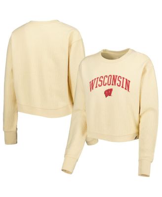 Women's Cream Wisconsin Badgers Classic Campus Corded Timber Sweatshirt