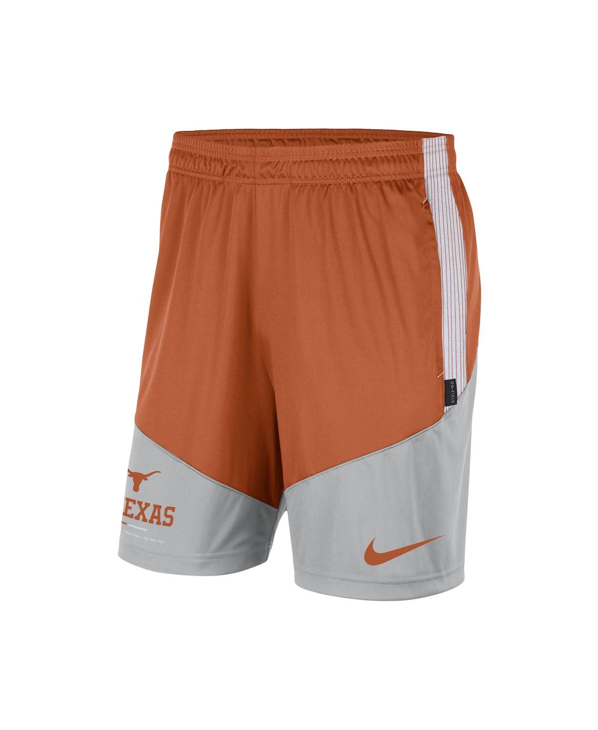 Shop Nike Men's  Texas Orange, Gray Texas Longhorns Team Performance Knit Shorts In Texas Orange,gray