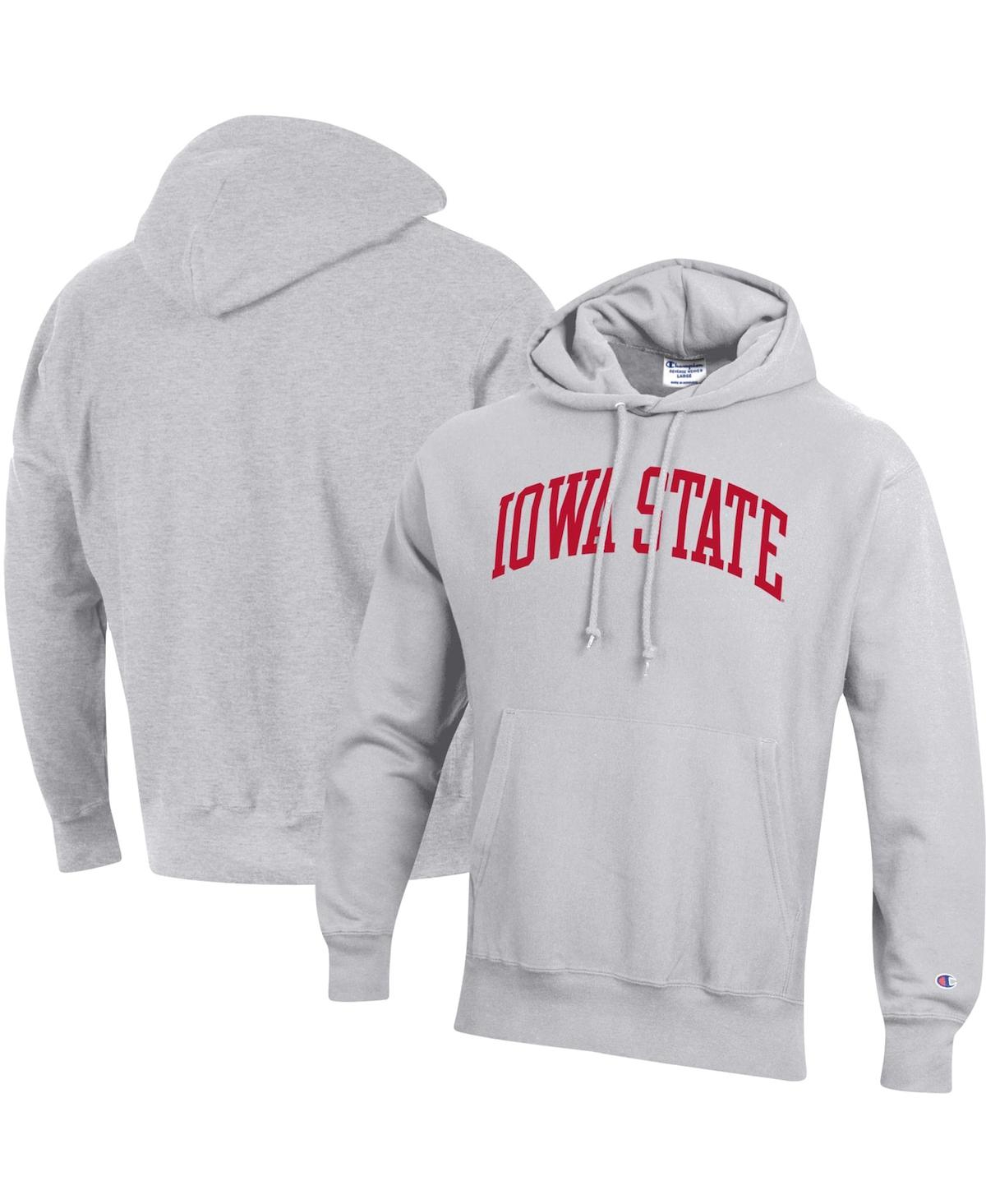 Shop Champion Men's  Heathered Gray Iowa State Cyclones Team Arch Reverse Weave Pullover Hoodie