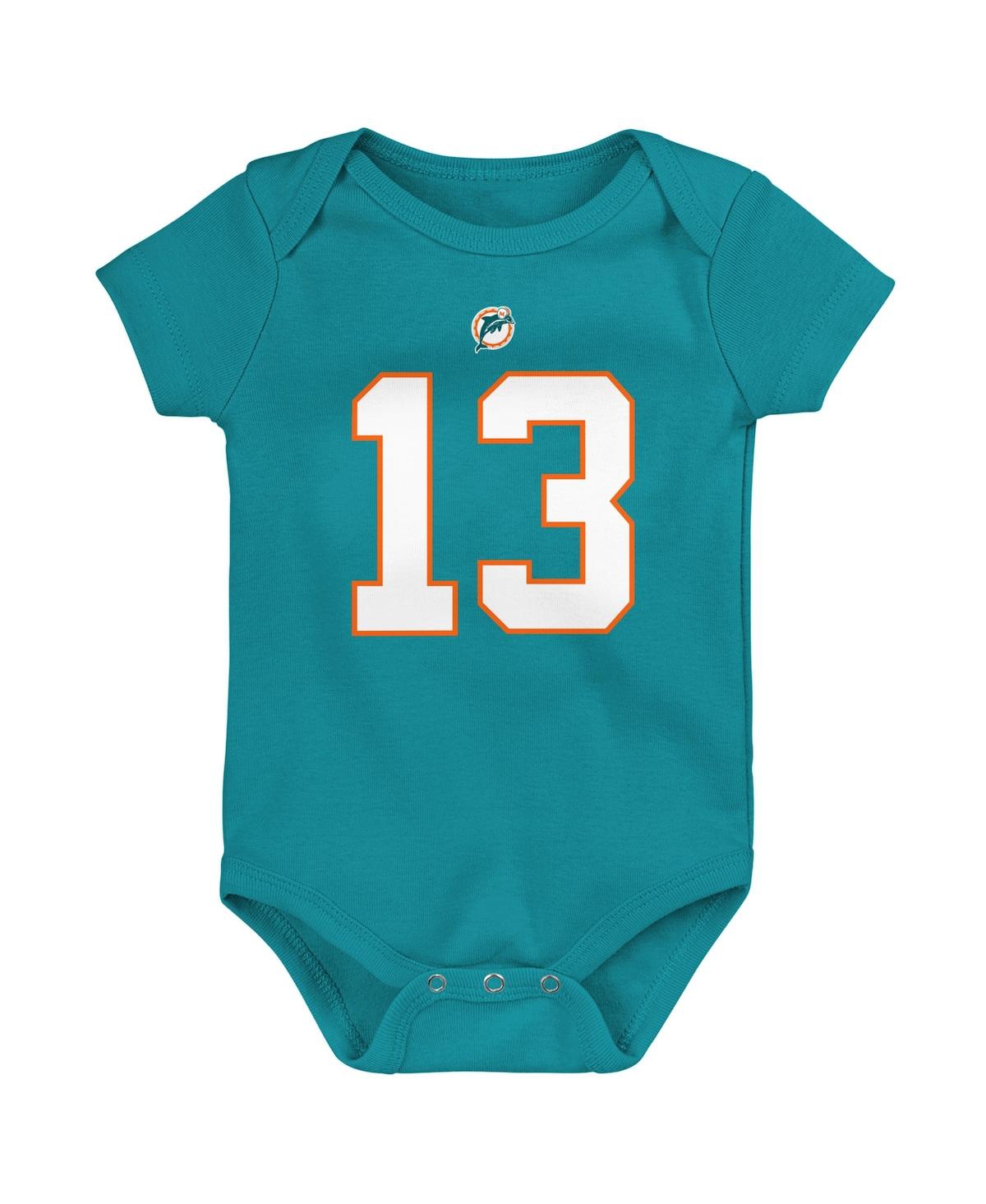 Newborn and Infant Boys and Girls Mitchell & Ness Dan MarinoMiami Dolphins Retro Name and Number Bodysuit - Aqua