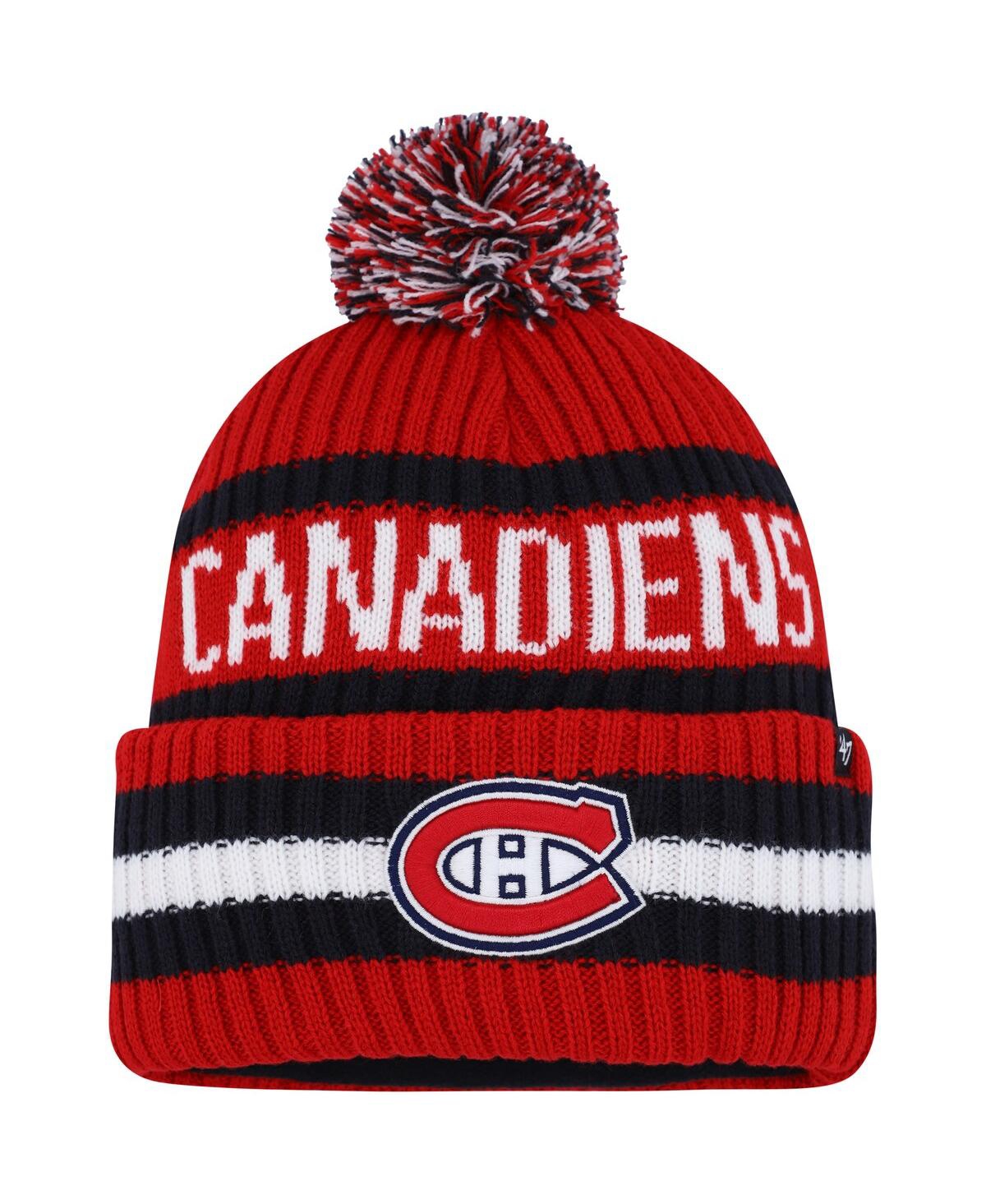 Men's '47 Brand Red Montreal Canadiens Bering Cuffed Knit Hat with Pom