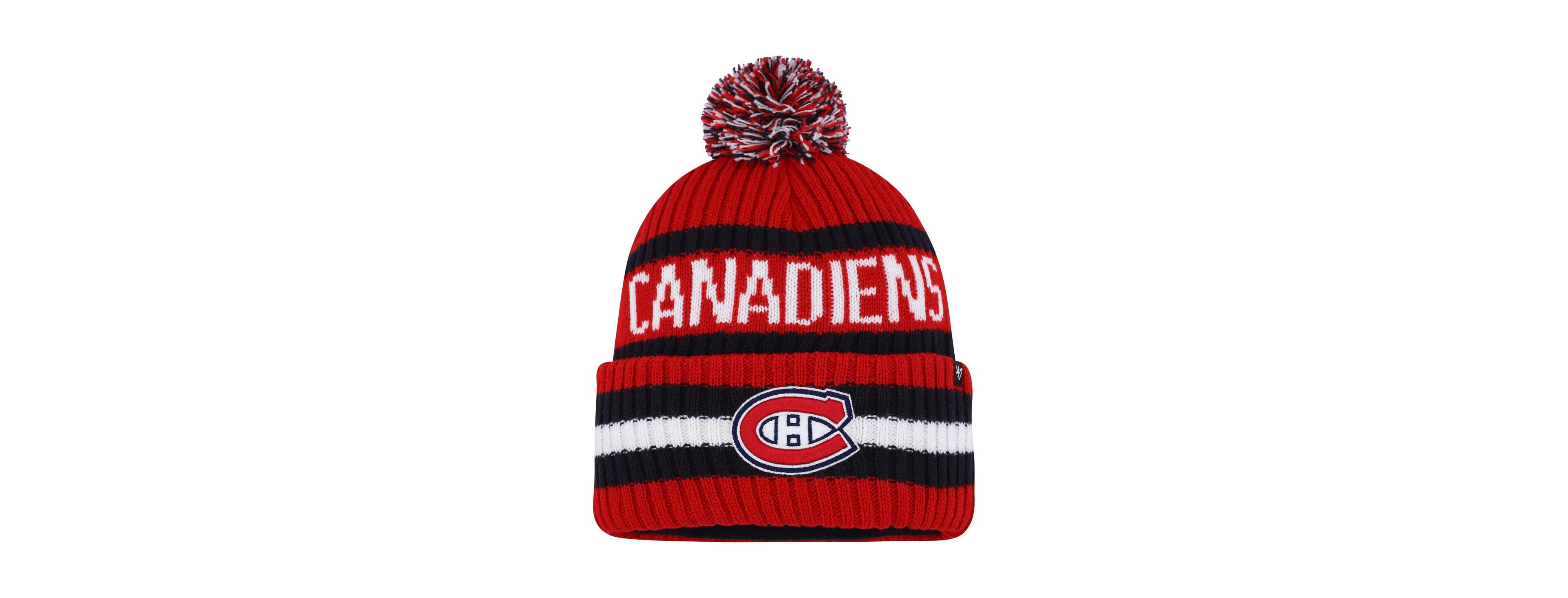 Men's '47 Brand Red Montreal Canadiens Bering Cuffed Knit Hat with Pom