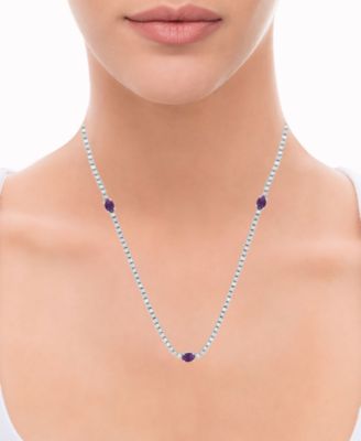 Amethyst (1-1/4 ct. t.w.) & Diamond (1-1/2 ct. t.w.) 18" Tennis Bracelet in Sterling Silver (Also in Blue Topaz, Garnet, & Citrine)