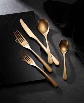 Kenbrook Champagne Tumbled 20 Piece Everyday Flatware Set, Service For 4