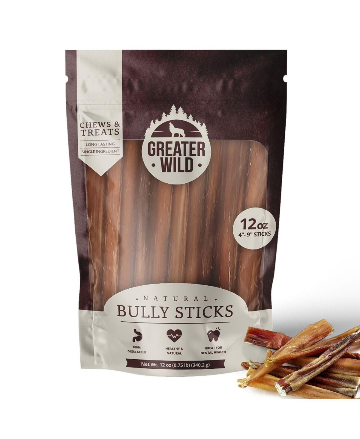 Single-Ingredient Beef Bully Sticks, All-Natural Dog Treats - Mixed-Sizes - Brown
