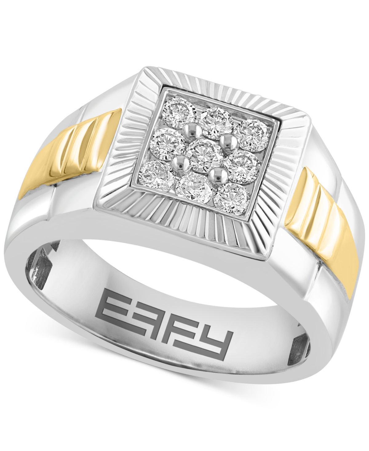Effy Collection Effy Men's Diamond Cluster Ring (1/2 Ct. T.w.) In 10k Two-tone Gold In K Two Tone Gold