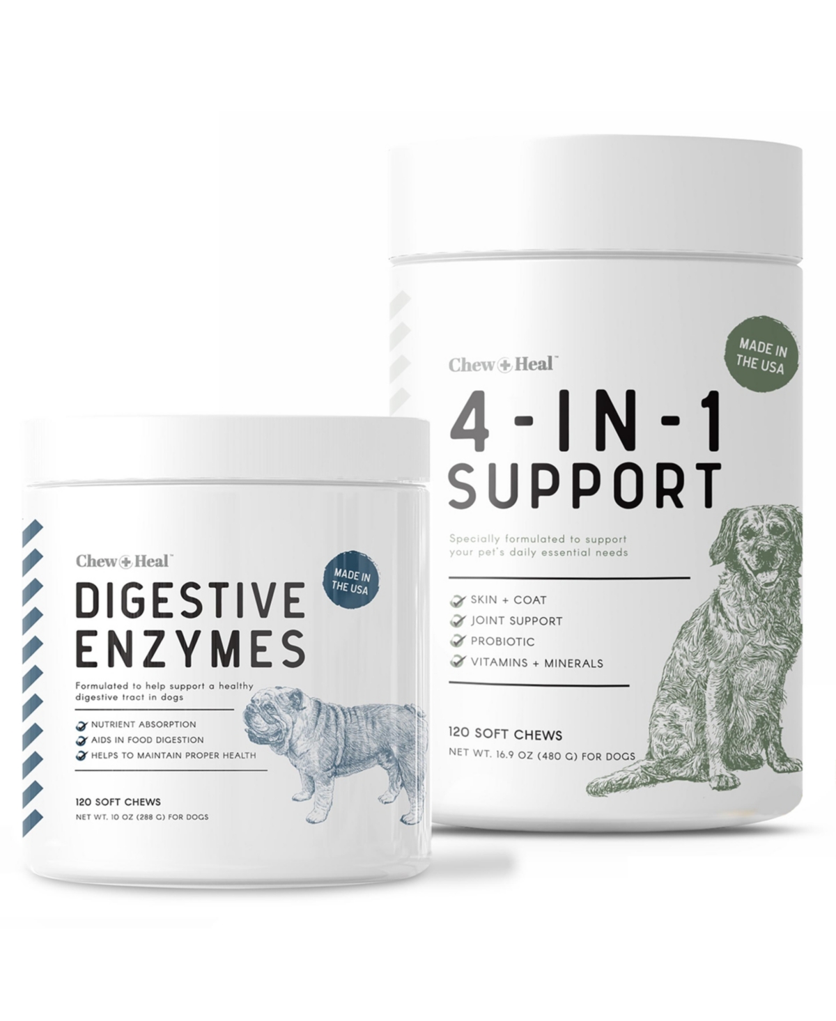 MaxProtect Digestive Enzymes & Probiotics Bundle, Dog Supplement & Multivitamin - 240 Delicious Total Chews
