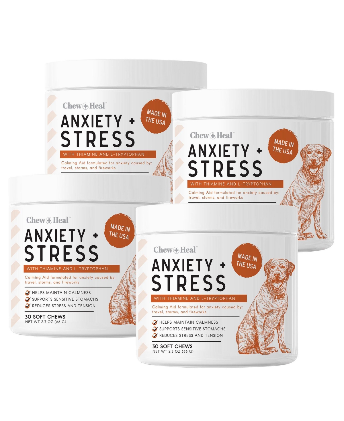Travel-Sized Anxiety Supplement for Dogs - 120 Total Delicious Chews
