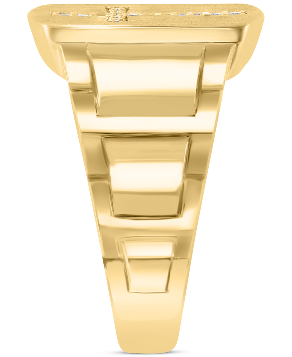 Effy Men's Diamond Cross Ring (1/10 ct. t.w.) in 10k Gold - 10K Yellow Gold
