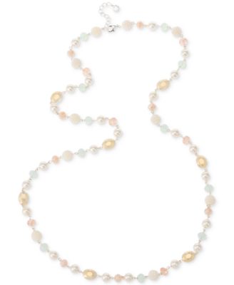Charter Club - Silver-Tone Mixed Bead All-Around Collar Necklace, 17" + 2" extender
