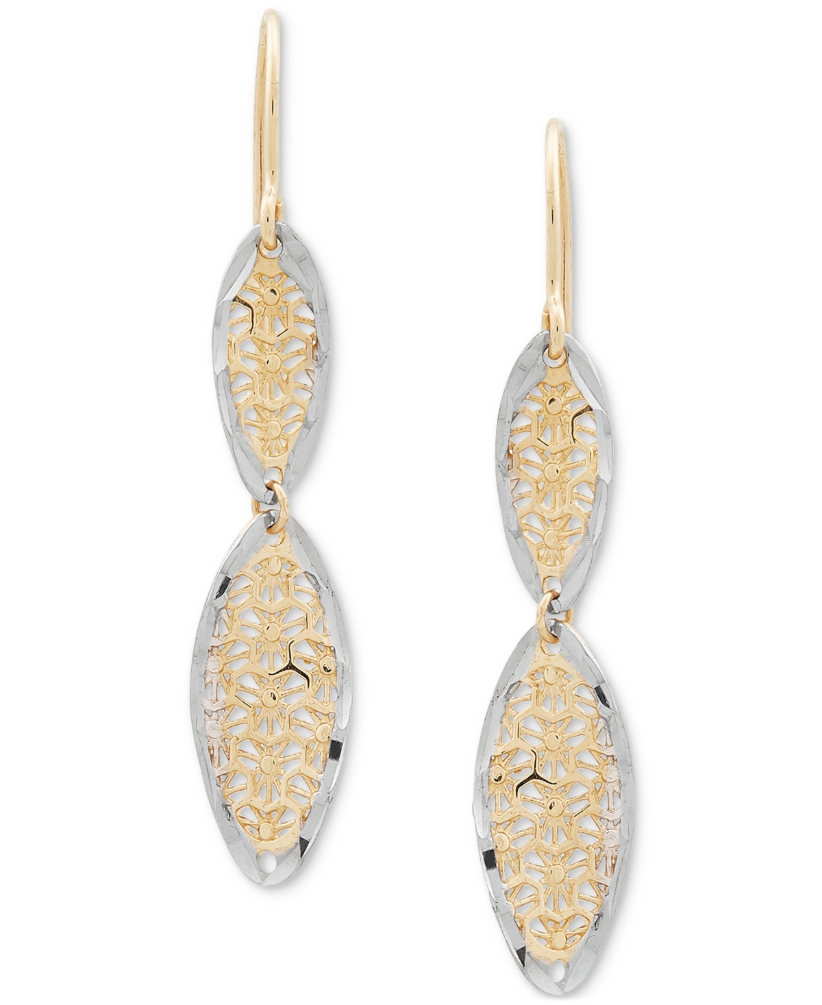 Textured Openwork Two-Tone Double Drop Earrings in 10k Gold, Created for Macy's - 10K Yellow Gold