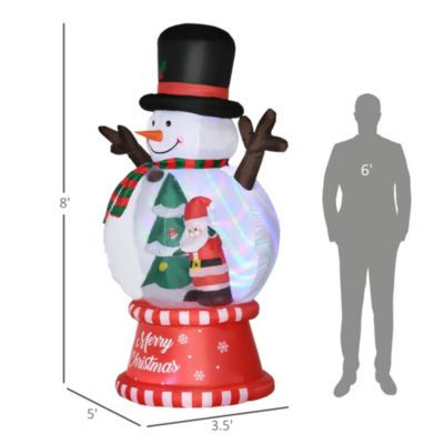 8' Inflatable Christmas Snowman w/ Crystal Ball Body Hat LED