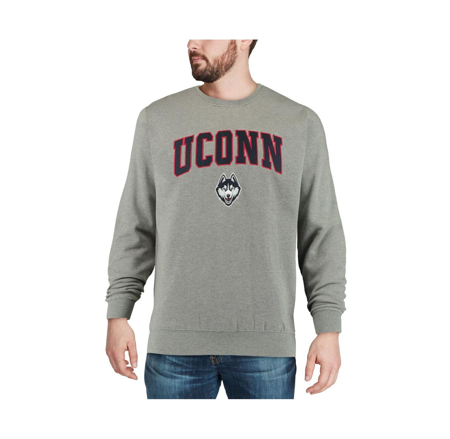 Men's UConn Huskies Arch and Logo Crew Neck Sweatshirt