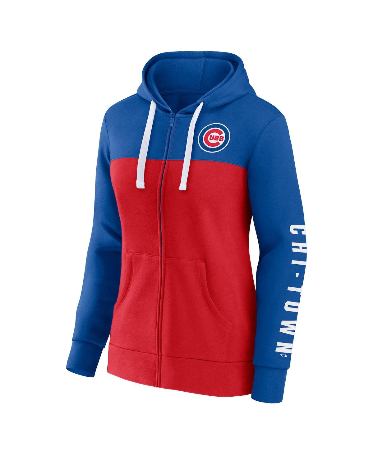 Fanatics Women's  Royal, Red Chicago Cubs Take The Field Colorblocked Hoodie Full-zip Jacket In Royal,red